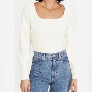 Madewell Women's XS Ottoman Rib Square Neck Top in Ivory